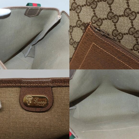 GUCCI GG Supreme Web Sherry Line Tote Bag PVC Beige 002 904 0222 Auth BA1254 - Picture 15 of 15